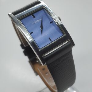 Fossil ARKITEKT FS2694 Navy Face Silver Case Black Leather Band